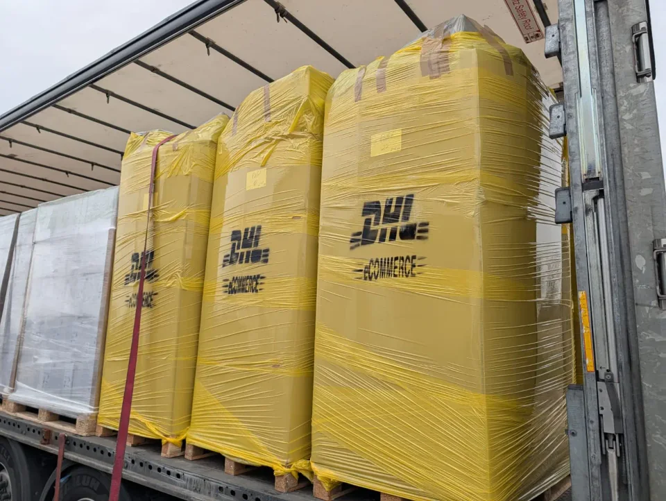 6 palet · DHL — zwroty kurierskie z Niemiec · Spedycja MERXFORMA · Francja